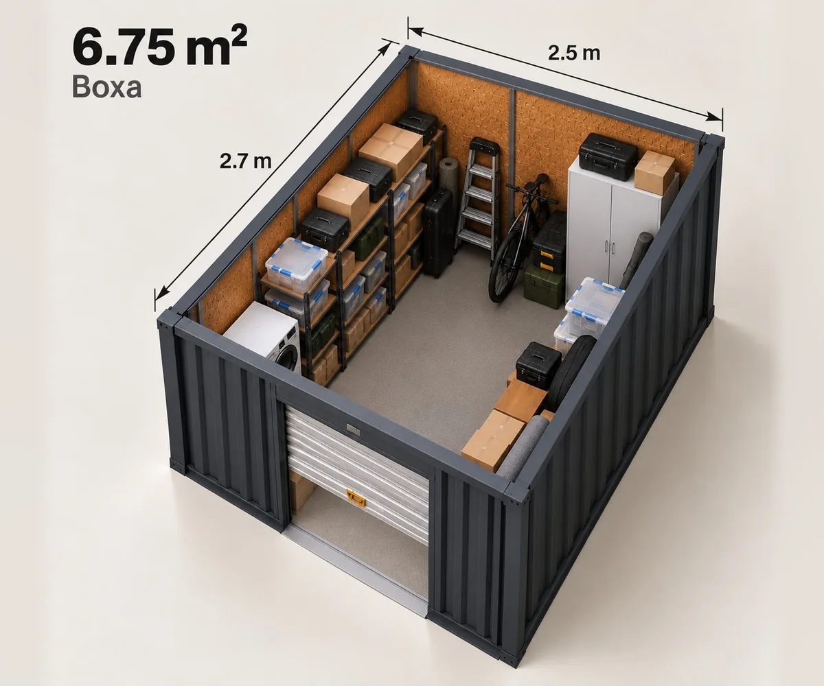 Boxă 6,75 m² de închiriat, 2,5 × 2,7 m – KeepBox Iași